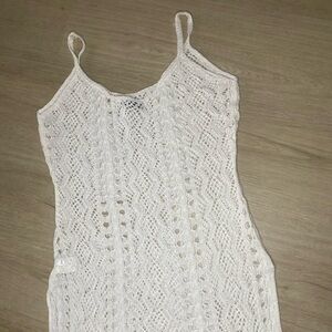 White Crochet Sleeveless Cover Up